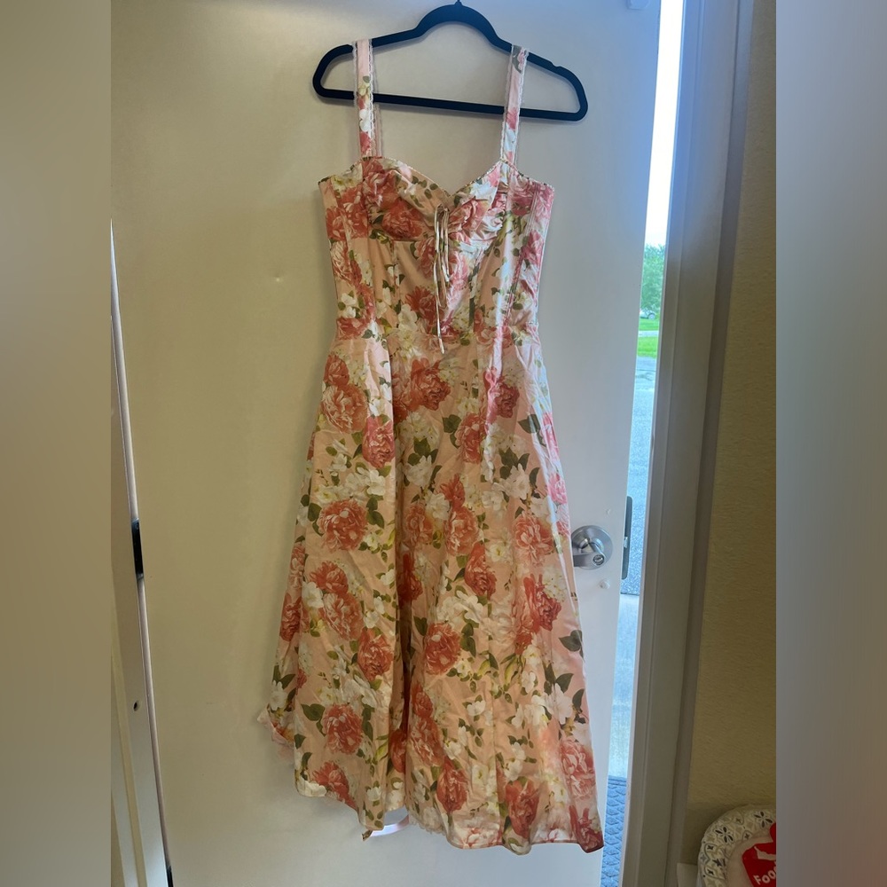 House of CB Pink Floral Midi Dress